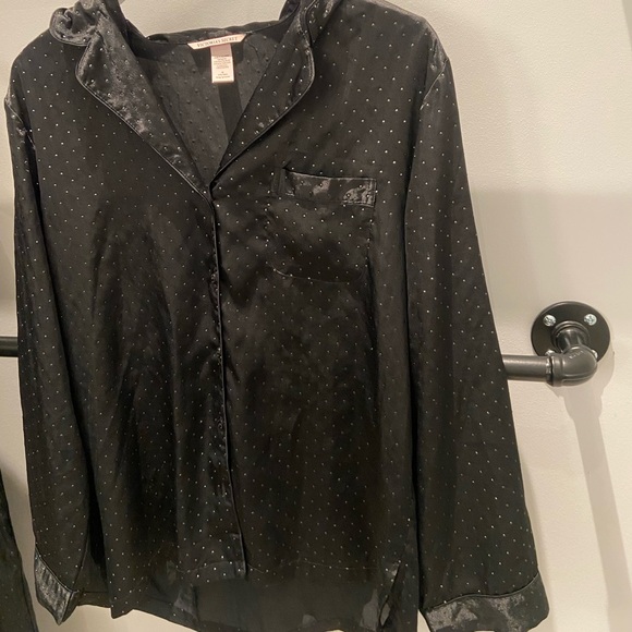 BLING RHINESTONE VICTORIA SECRET HOLIDAY PAJAMA BLACK SET✨ - Picture 2 of 6